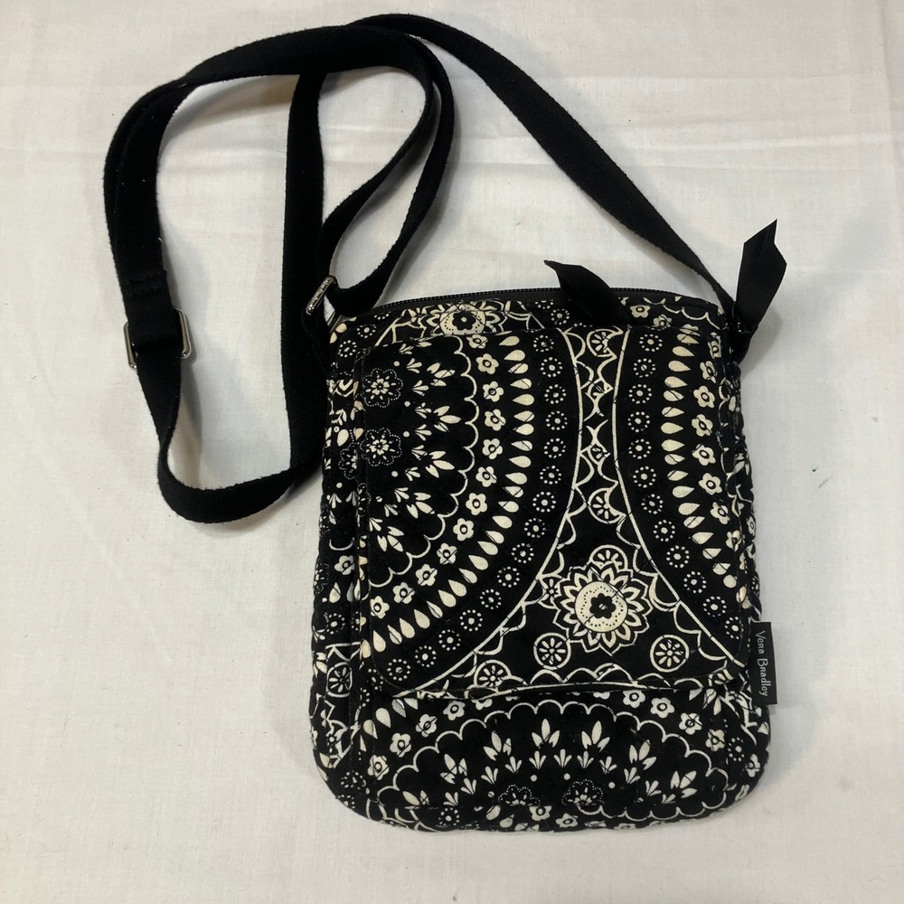 Vera Bradley Mini Hipster Crossbody Purse Black Bandana Medallion Paisley Travel